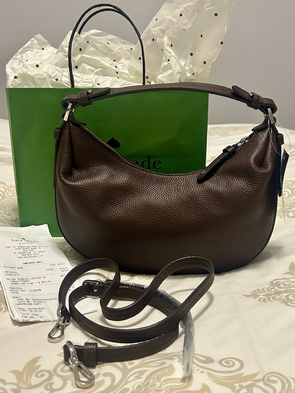 NWT Kate Spade KP883 Selene Pebbled Leather Shoulder Bag Crossbody In Hot Fudge - Picture 5 of 10